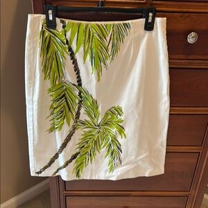 Karen Kane White Skirt Resort Wear, size 8, 🌴 design, 95% cotton, 5% spandex